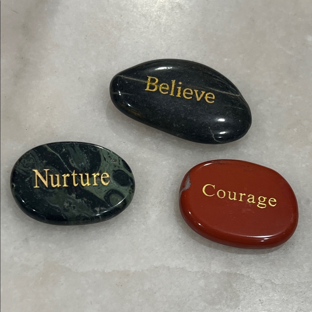 Inspirational Stone Set with Gold Lettering